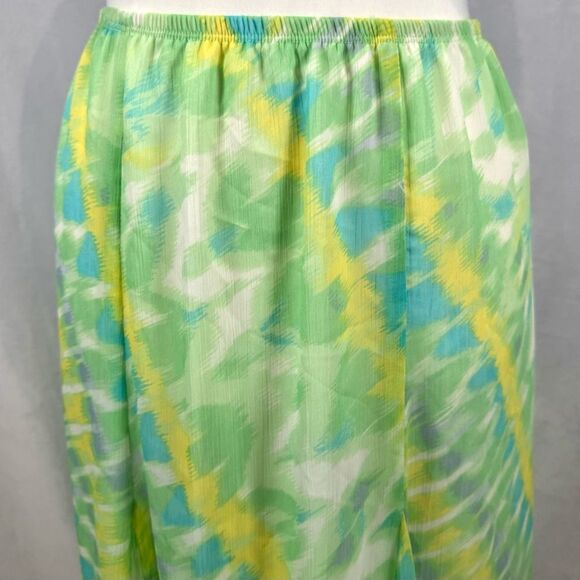 Ruby Rd green yellow blue chiffon flowy maxi skirt size medium - Picture 2 of 5